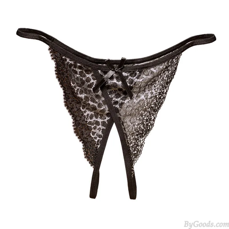 Sexy Crotchless Bowknot Hollow Lace G-String Thong Pants Underpants T-Back Women's Lingerie Underwear Briefs